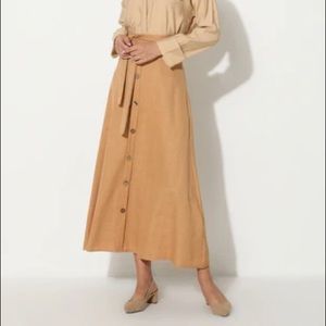 Long Mustard Button Down Skirt